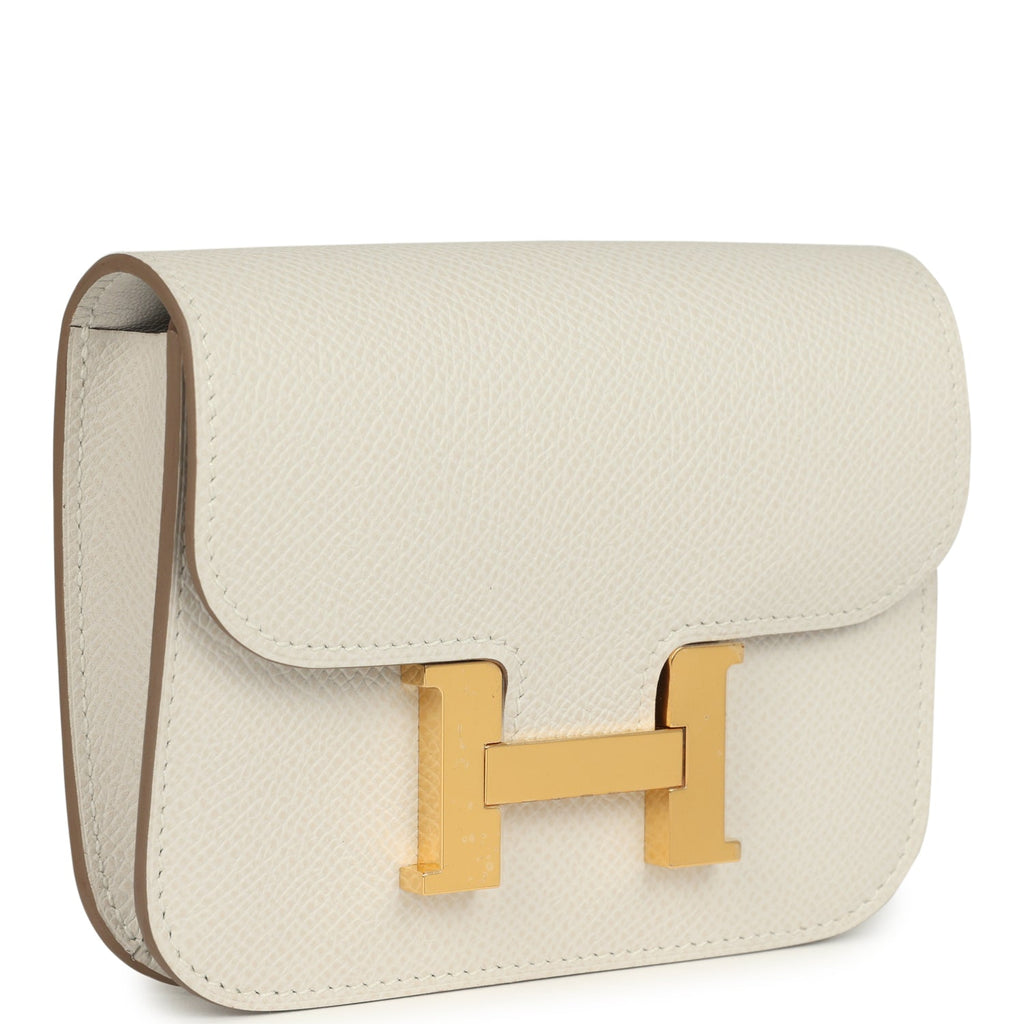 Hermes Constance Slim Wallet Craie Epsom Gold Hardware