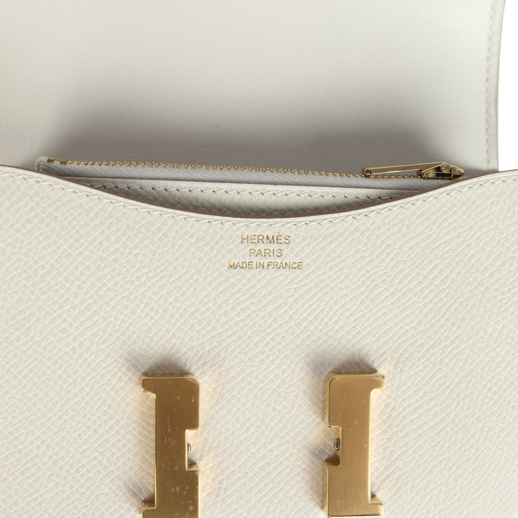Hermes Constance Slim Wallet Craie Epsom Gold Hardware