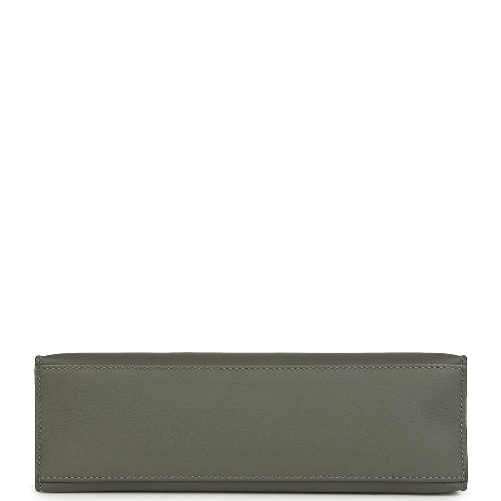 Pre-owned Hermes Special Order (HSS) Kelly Pochette Gris Meyer and Caban Swift Permabrass Hardware