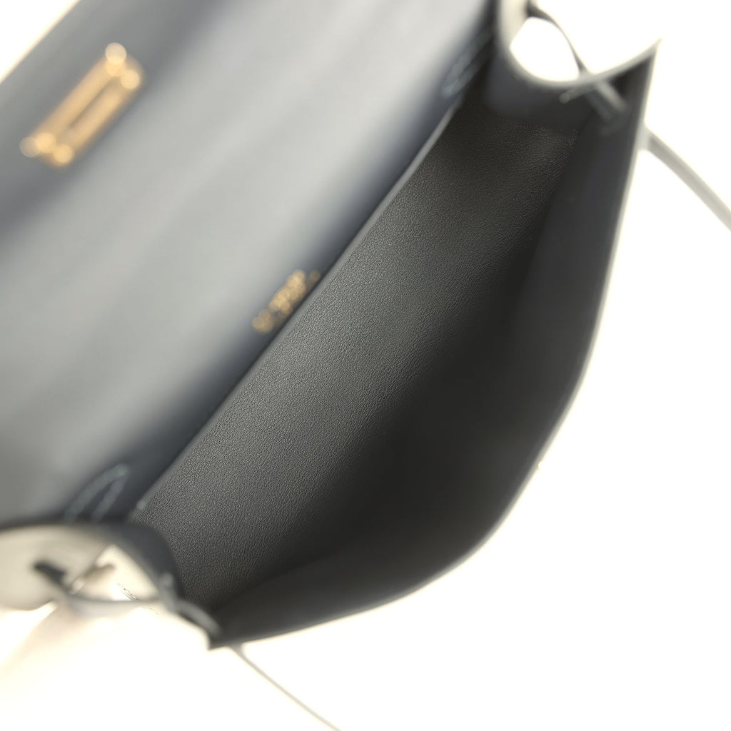 Pre-owned Hermes Special Order (HSS) Kelly Pochette Gris Meyer and Caban Swift Permabrass Hardware