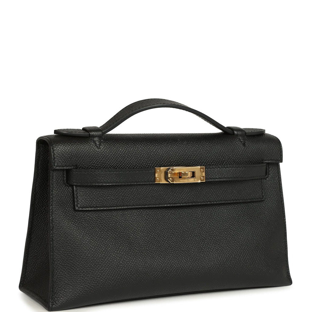 Hermes Special Order (HSS) Kelly Pochette Black Epsom Gold Hardware