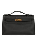 Hermes Special Order (HSS) Kelly Pochette Black Epsom Gold Hardware