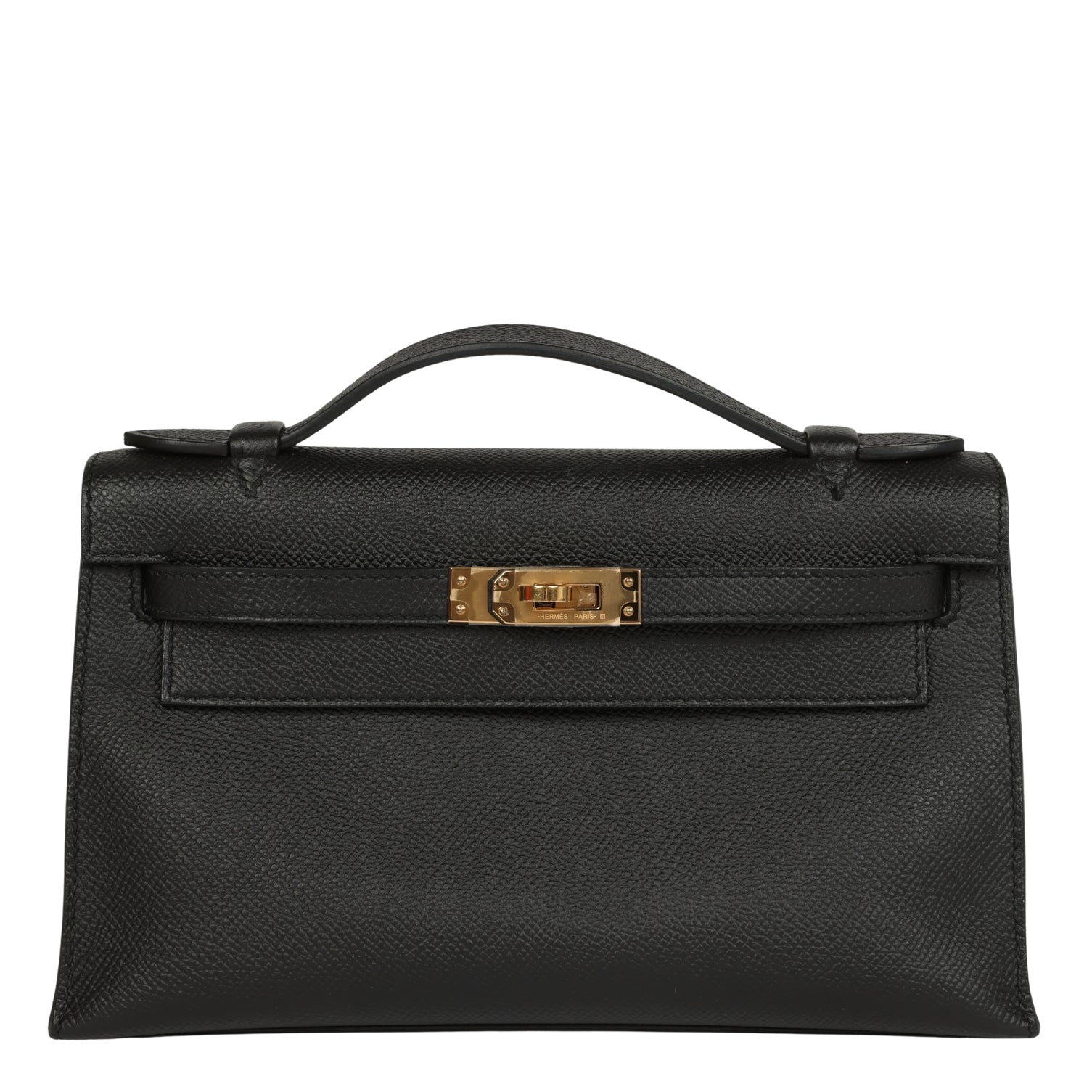 Hermes Special Order (HSS) Kelly Pochette Black Epsom Gold Hardware