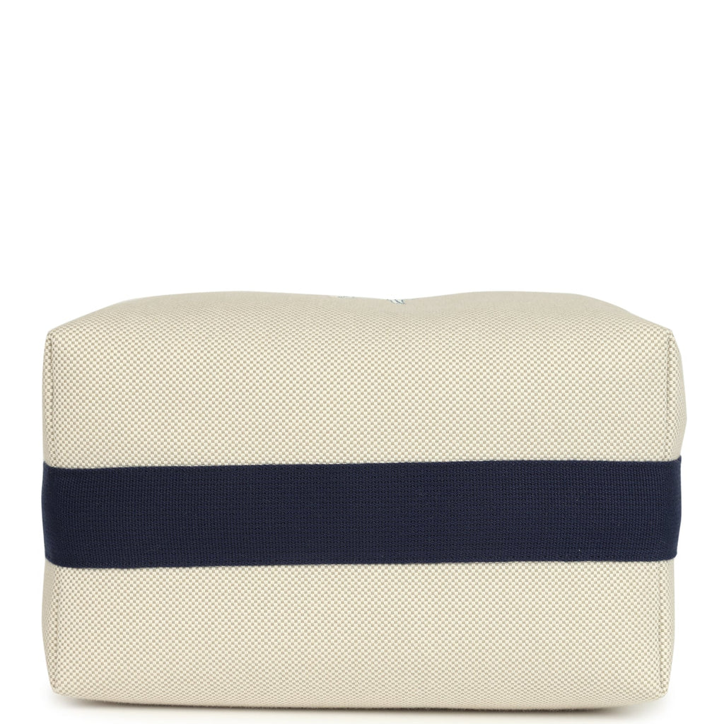 Hermes Bride A Brac Cabriole GM Gris Perle and Bleu Canvas Palladium Hardware