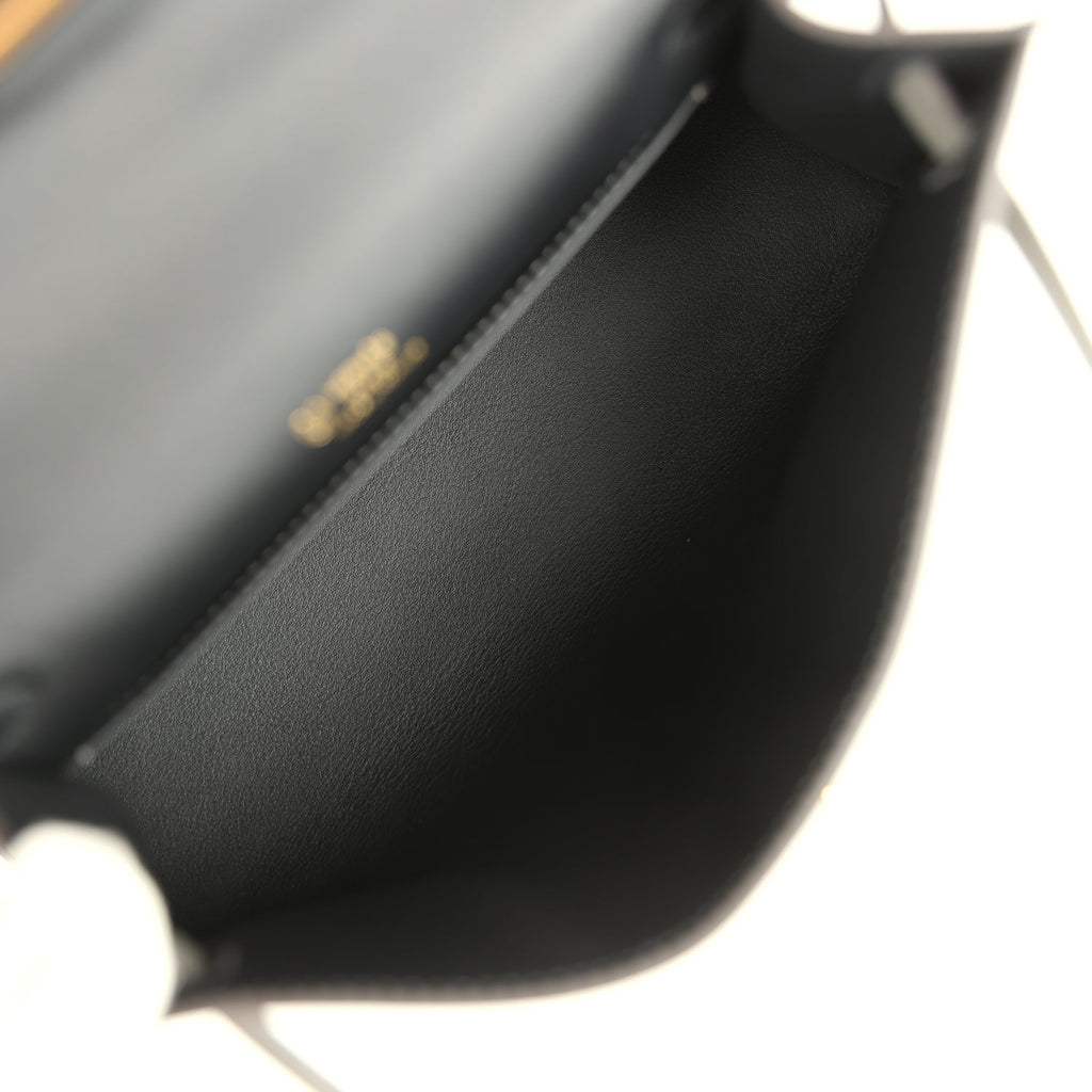 Hermes Special Order (HSS) Kelly Pochette Gris Meyer Verso Swift Gold Hardware