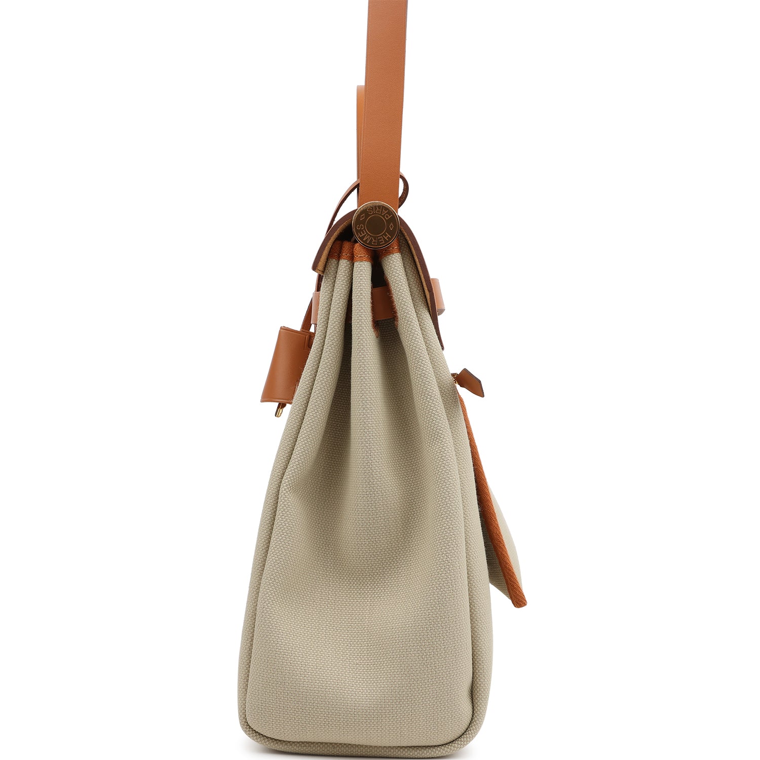Hermes Herbag Zip PM 31 Beton Toile H & Fauve Vache Hunter Gold Hardware