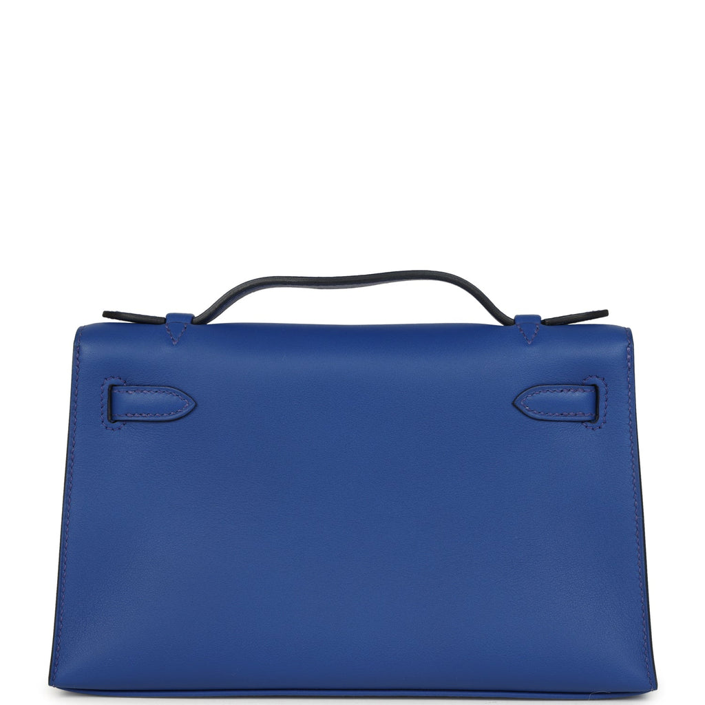 Hermes Kelly Pochette Bleu Royal Swift Palladium Hardware