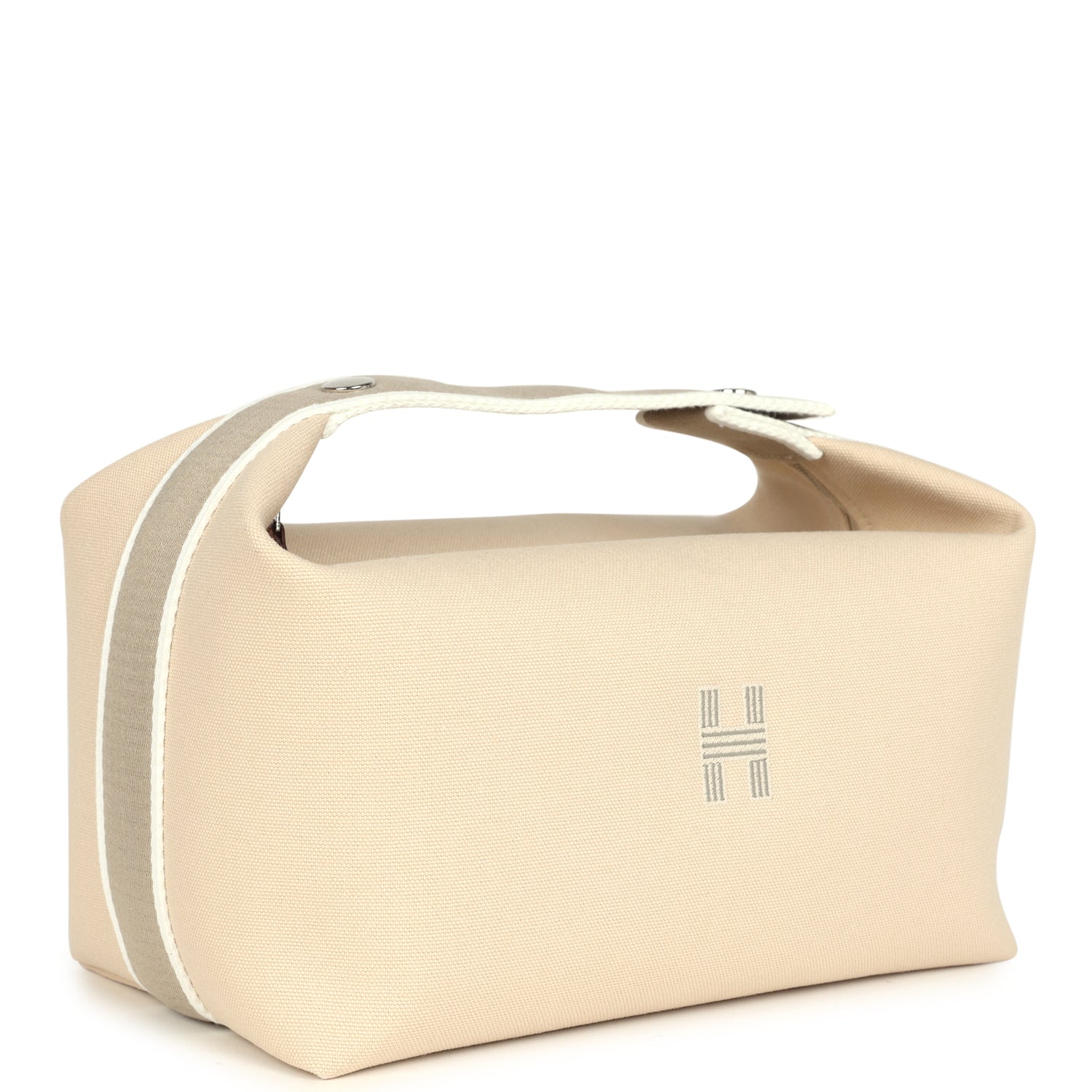Hermes Bride-A-Brac Case GM Neutral Toile Canvas Palladium Hardware