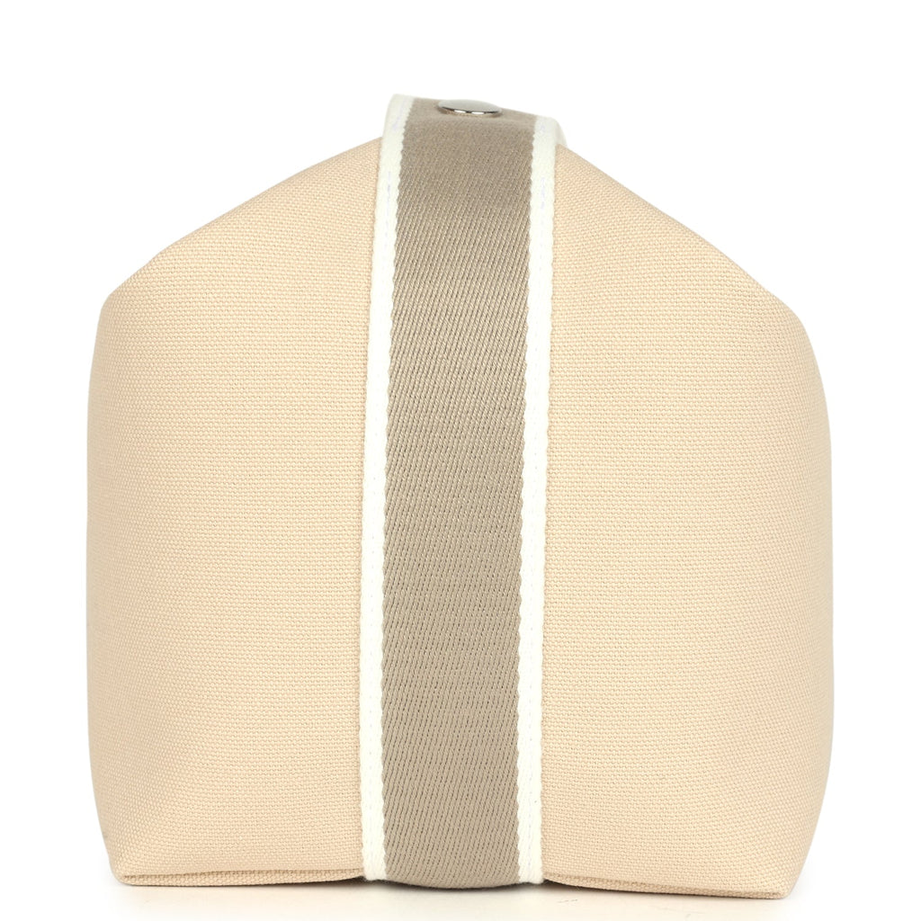 Hermes Bride-A-Brac Case GM Neutral Toile Canvas Palladium Hardware