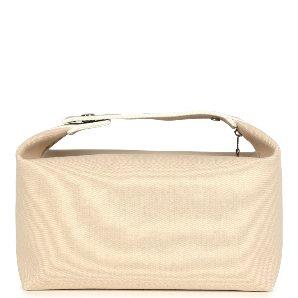 Hermes Bride-A-Brac Case GM Neutral Toile Canvas Palladium Hardware