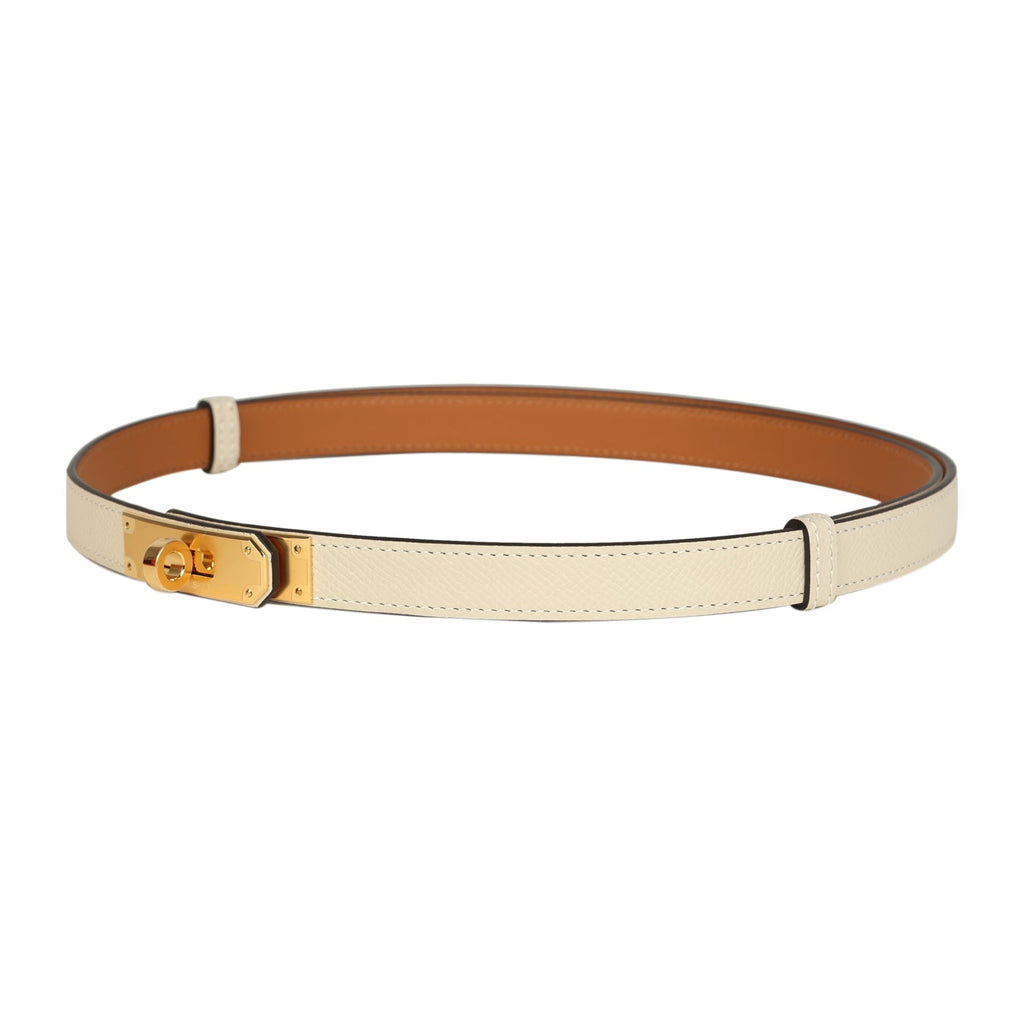 Hermes Kelly Pocket Belt 18 Craie Epsom Gold Hardware