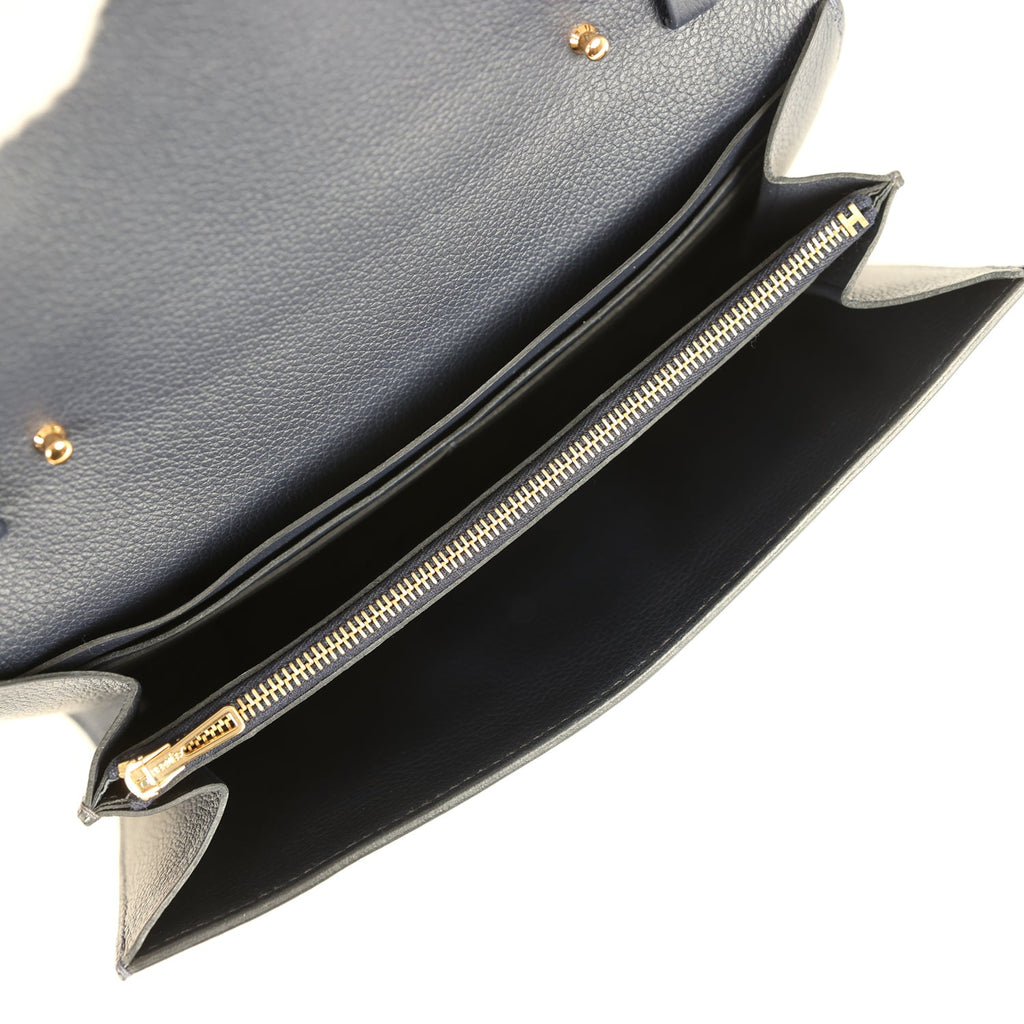 Hermes Constance Wallet To Go Bleu Nuit Evercolor Gold Hardware