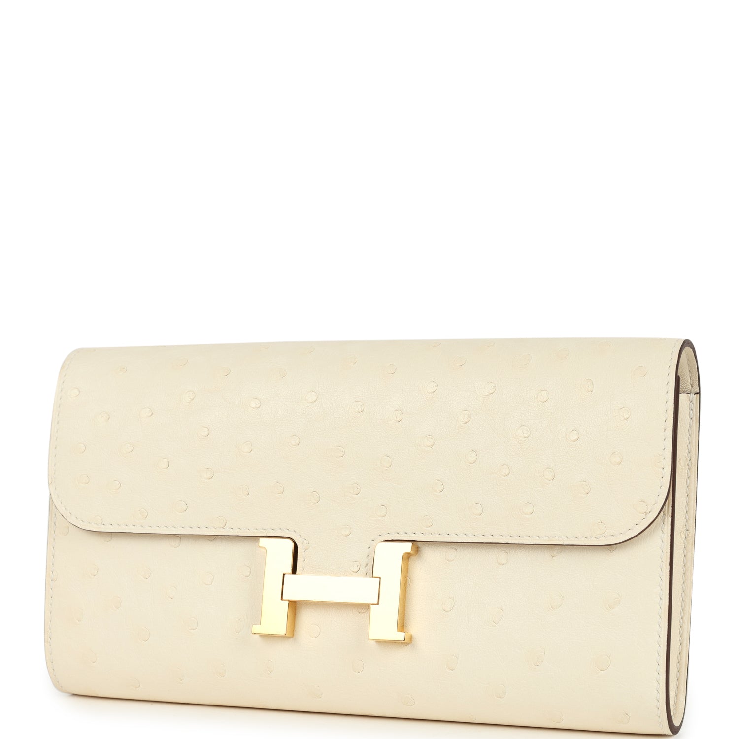 Hermes Constance Wallet To Go Nata Ostrich Gold Hardware