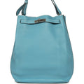 Pre-owned Hermes So Kelly 22 Blue Jean Togo Palladium Hardware