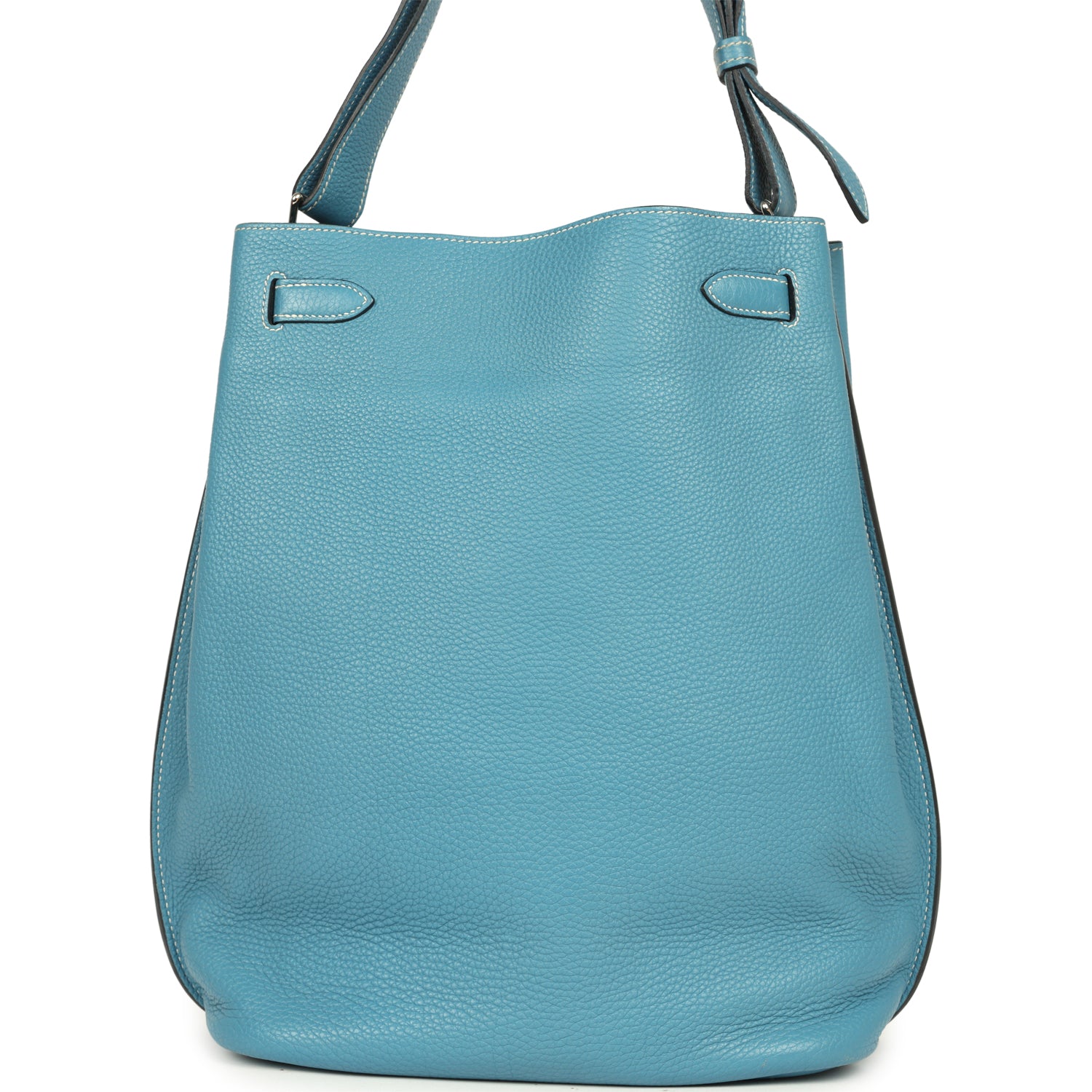 Pre-owned Hermes So Kelly 22 Blue Jean Togo Palladium Hardware