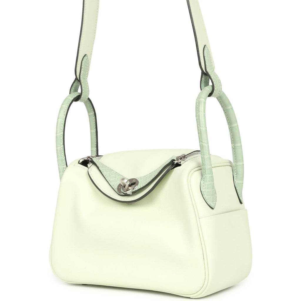 Hermes Mini Lindy Vert Fizz Swift and Matte Alligator Touch Palladium Hardware