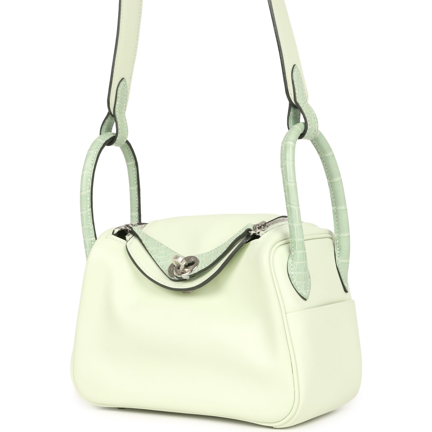 Hermes Mini Lindy Vert Fizz Swift and Matte Alligator Touch Palladium Hardware