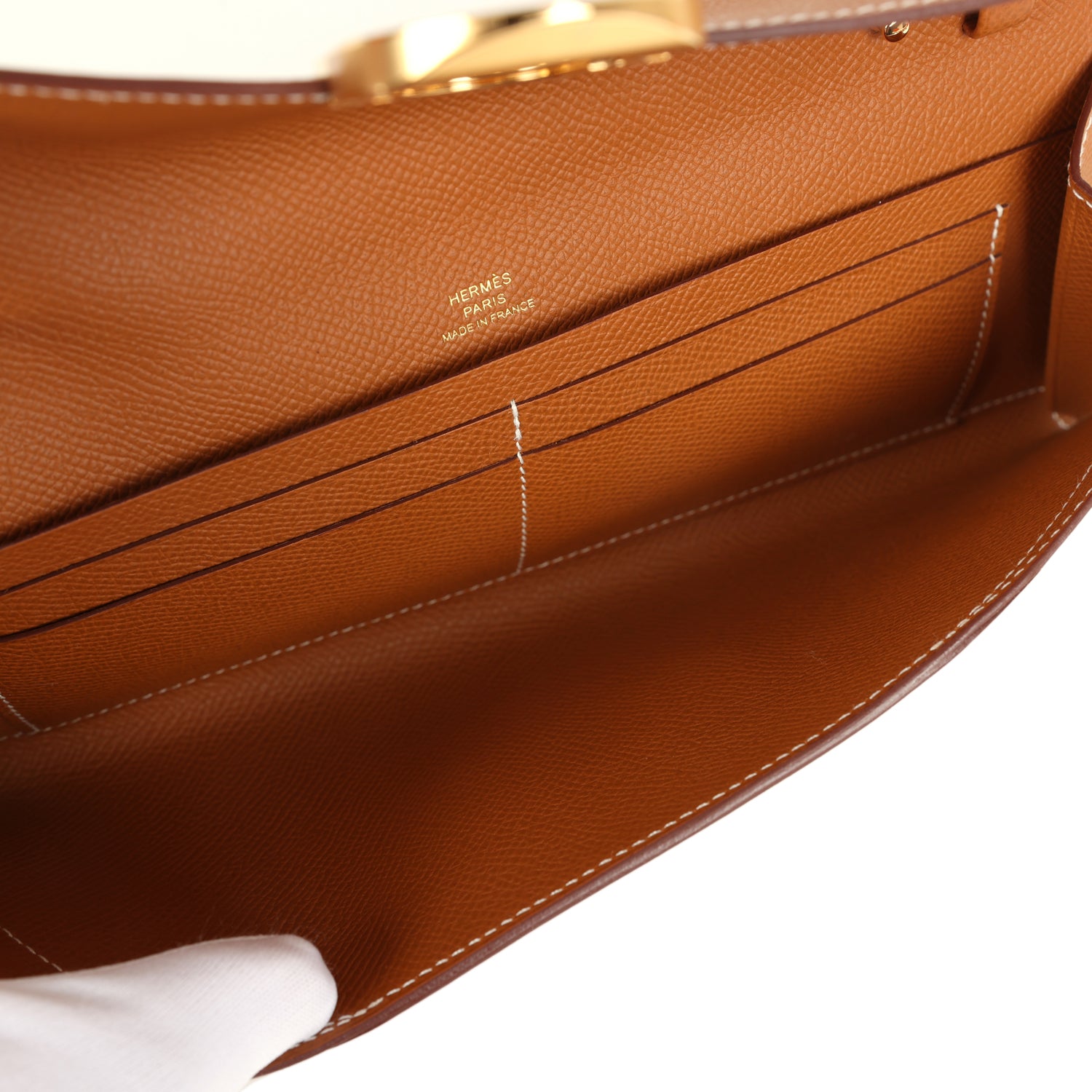 Hermes Maillon Chaine d' Ancre Wallet to Go Gold Epsom Gold Hardware