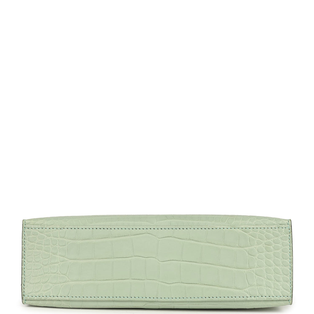Hermes Kelly Pochette Vert D' Eau Matte Alligator Gold Hardware