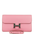Pre-owned Hermes Constance Wallet To Go Bubblegum Epsom Palladium Hardware