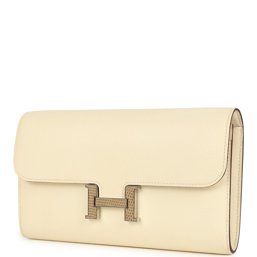 Pre-owned Hermes Constance Wallet To Go Nata Epsom Marquette Palladium Hardware