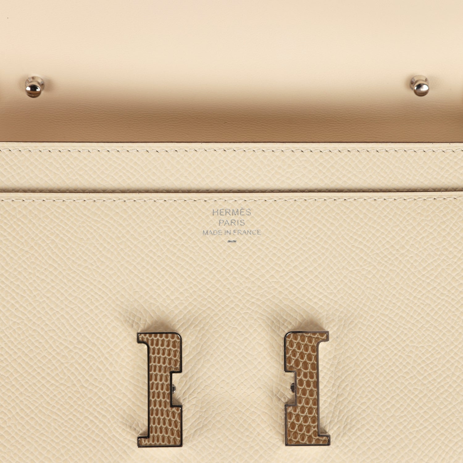 Pre-owned Hermes Constance Wallet To Go Nata Epsom Marquette Palladium Hardware