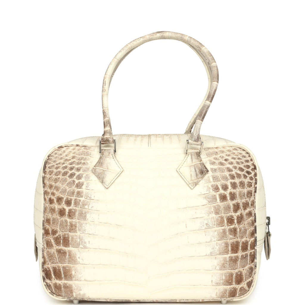 Pre-owned Hermes Plume 28 Himalaya Matte Niloticus Crocodile Palladium Hardware