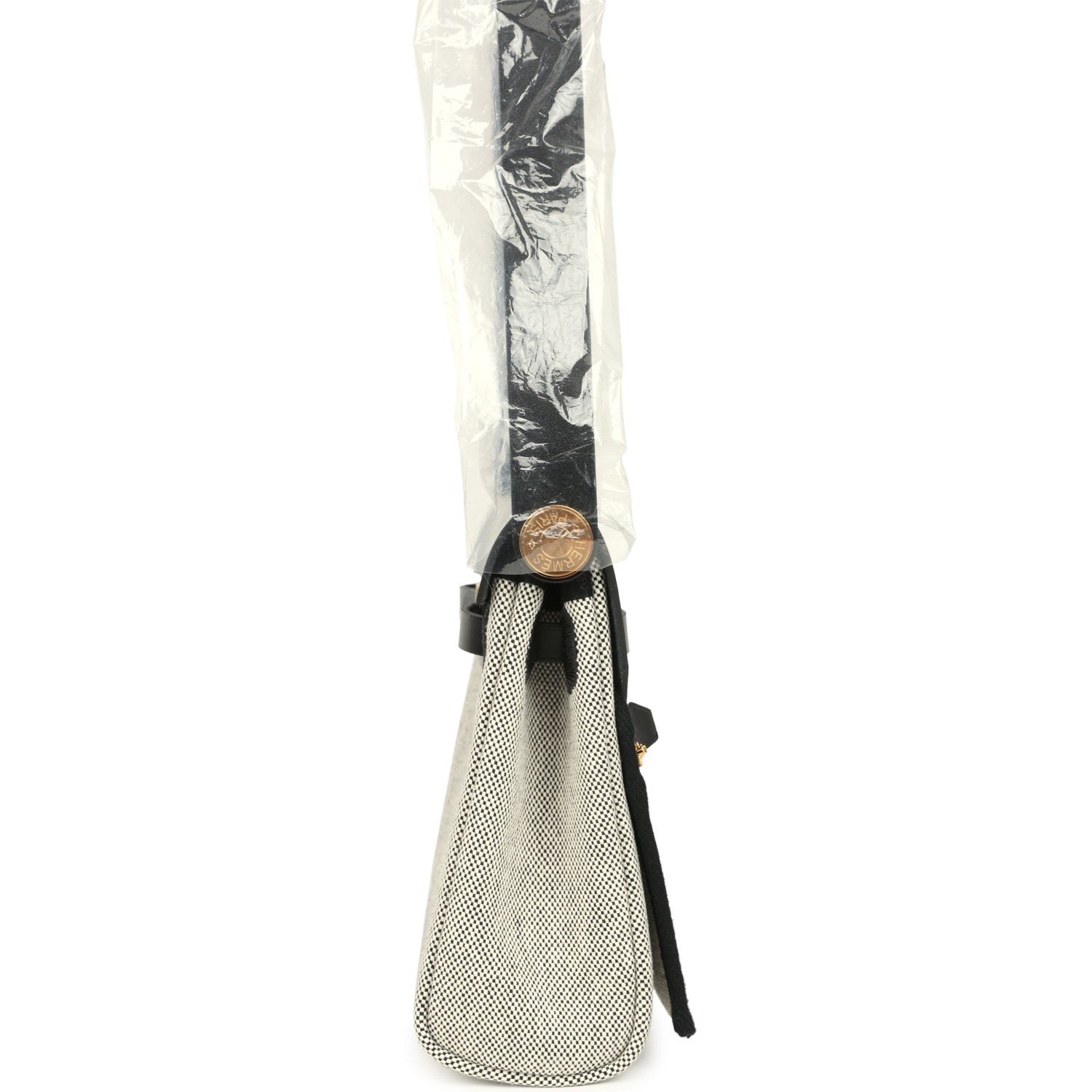 Hermes Herbag Zip 20 Mini Ecru and Black Toile H Canvas and Black Vache Hunter Gold Hardware