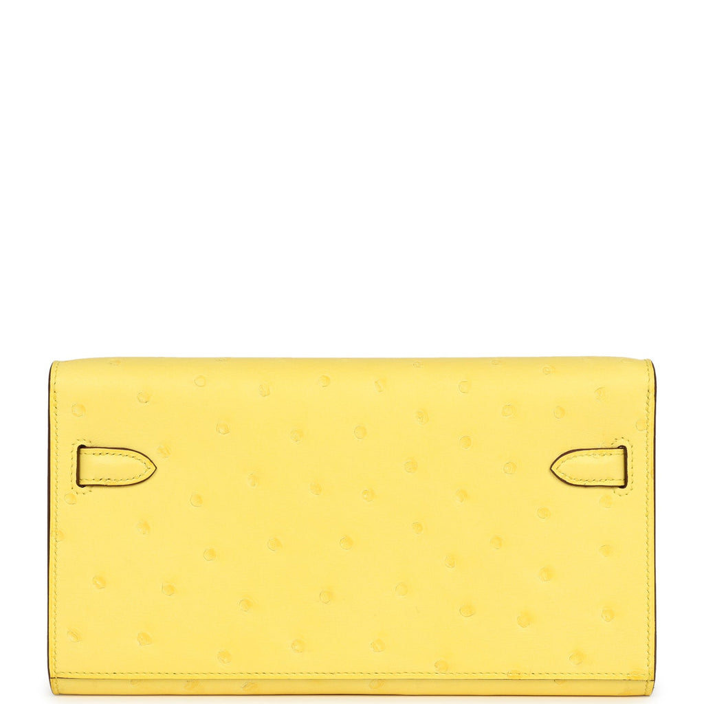 Hermes Kelly To Go Wallet Jaune Citron Ostrich Rose Gold Hardware