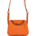 Hermes Mini Lindy II Orange Clemence Palladium Hardware