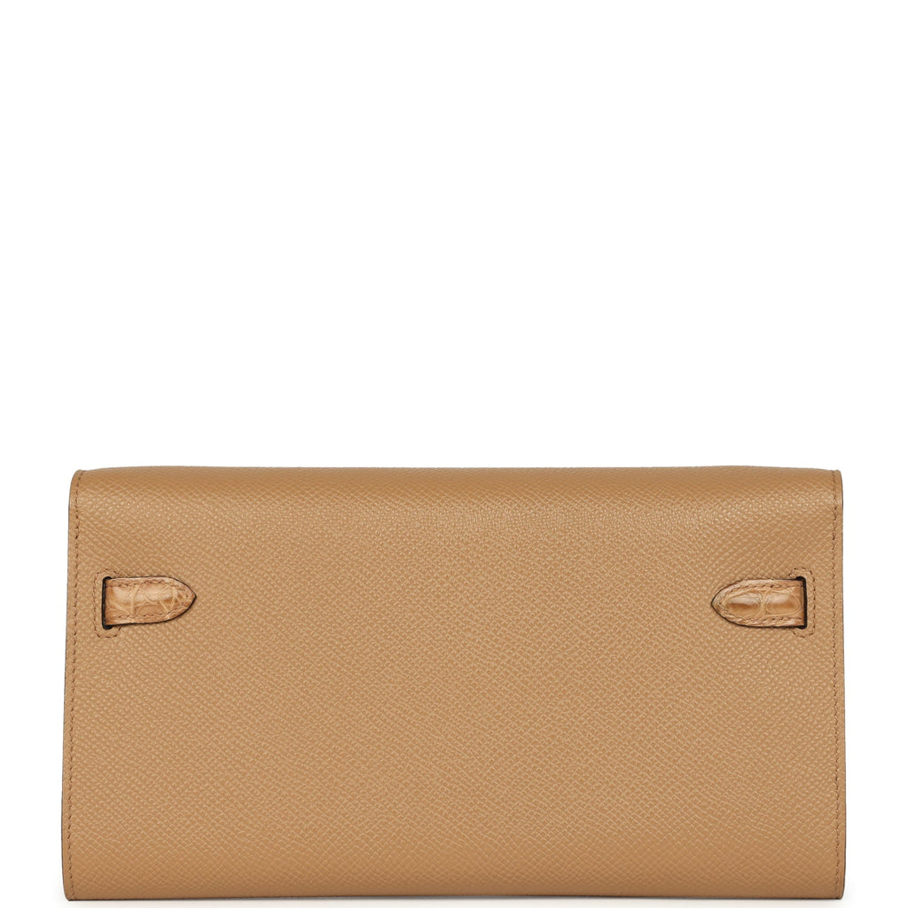 Hermes Kelly Wallet To Go Chai Touch Epsom and Alligator Gold Hardware