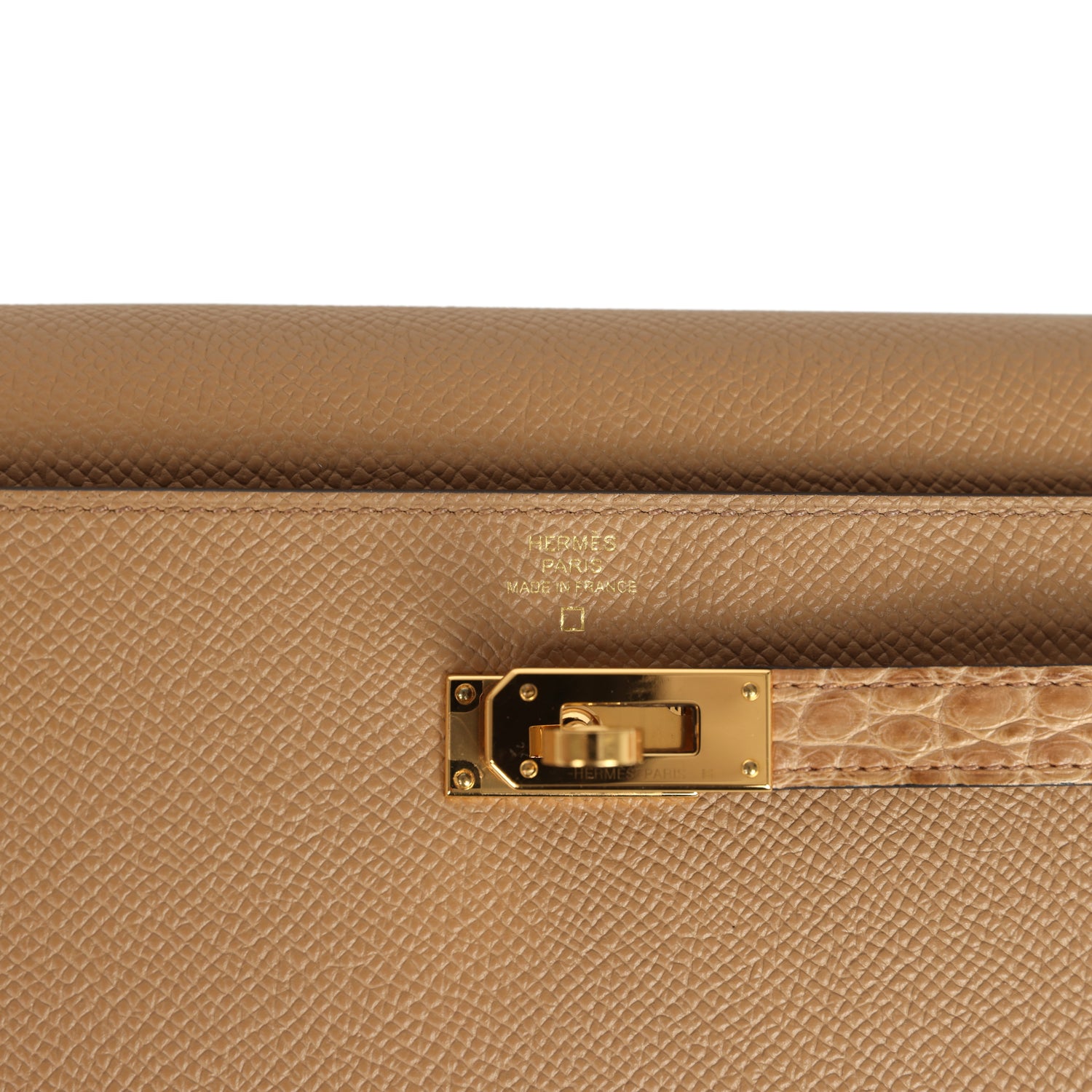 Hermes Kelly Wallet To Go Chai Touch Epsom and Alligator Gold Hardware
