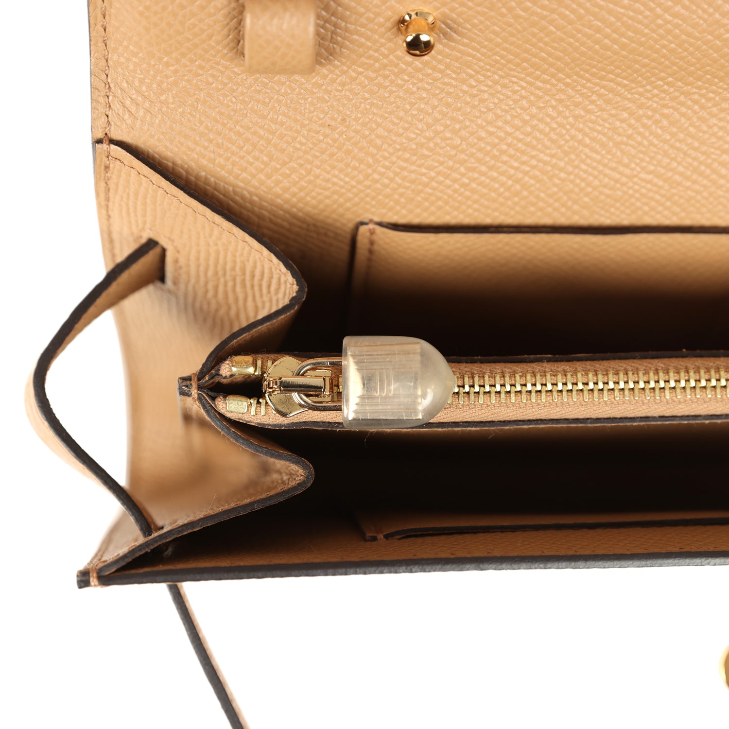 Hermes Kelly Wallet To Go Chai Touch Epsom and Alligator Gold Hardware