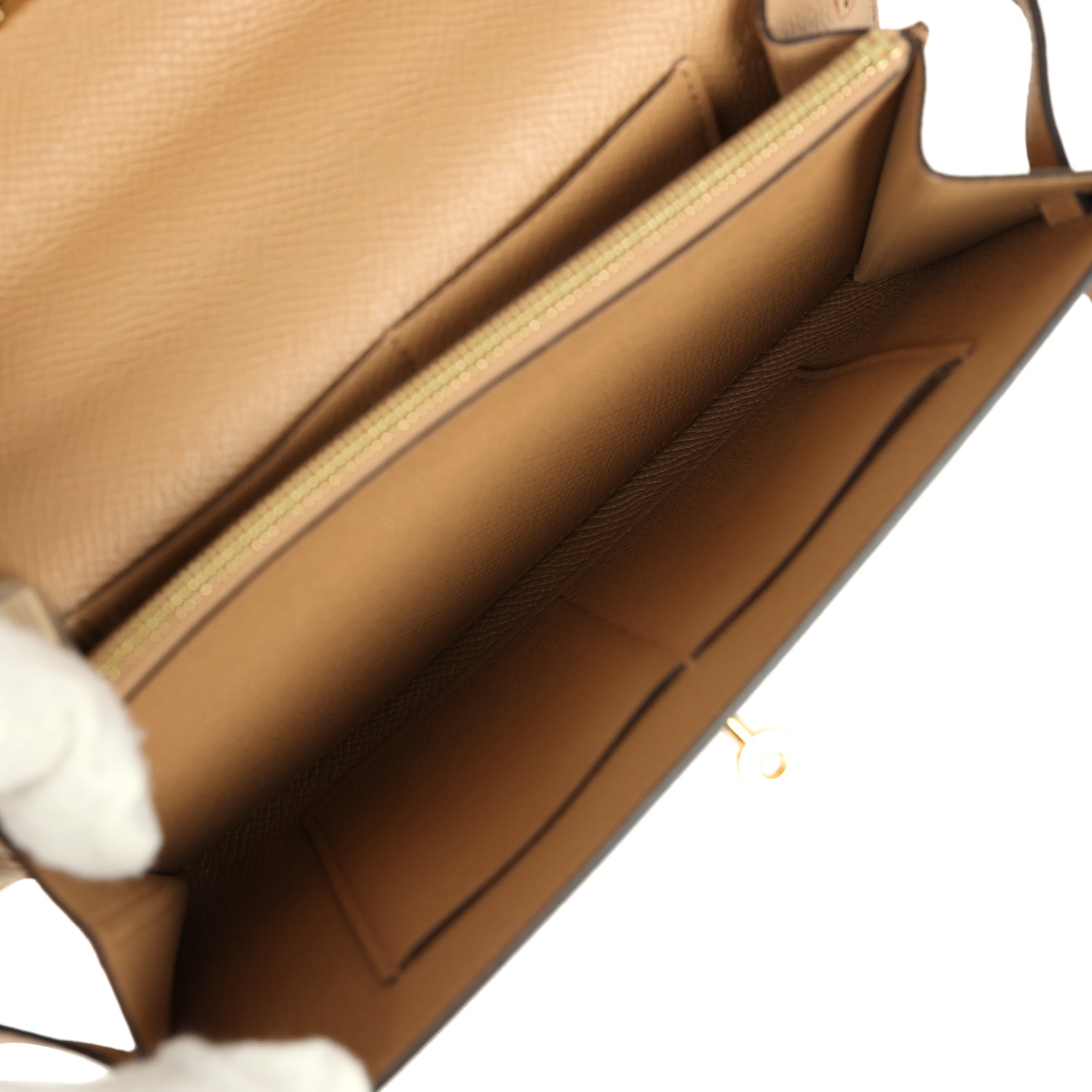 Hermes Kelly Wallet To Go Chai Touch Epsom and Alligator Gold Hardware