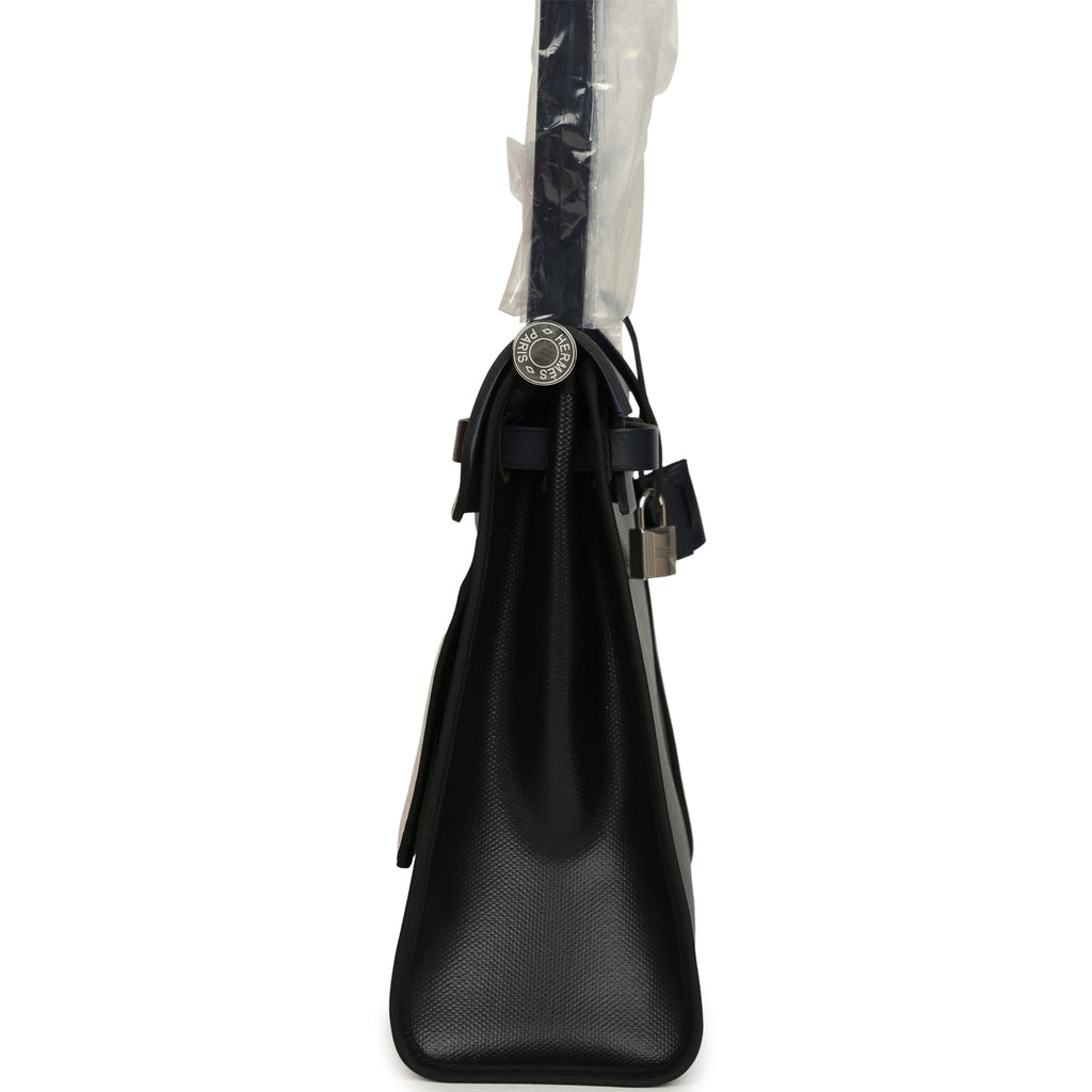 Hermes Herbag Zip PM 31 Black Toile H Berline and Bleu Indigo Hunter Palladium Hardware