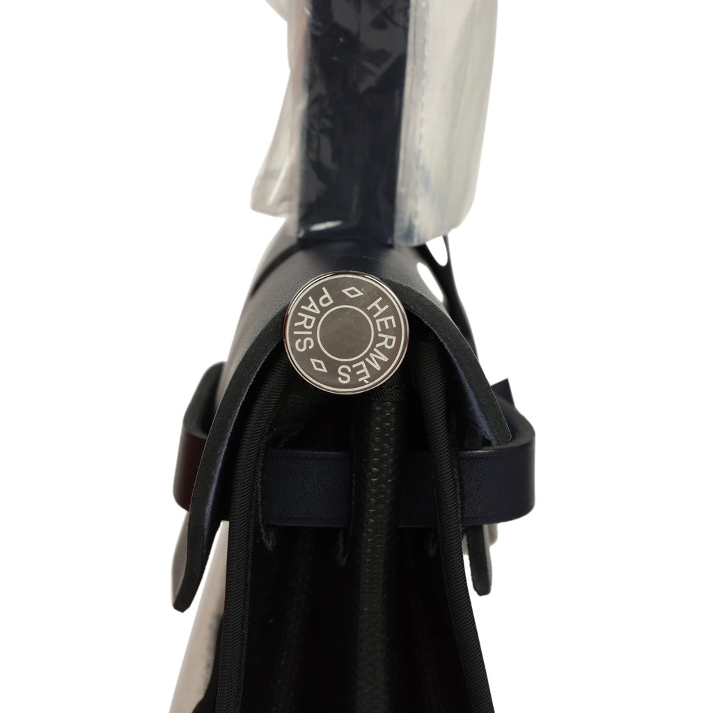 Hermes Herbag Zip PM 31 Black Toile H Berline and Bleu Indigo Hunter Palladium Hardware