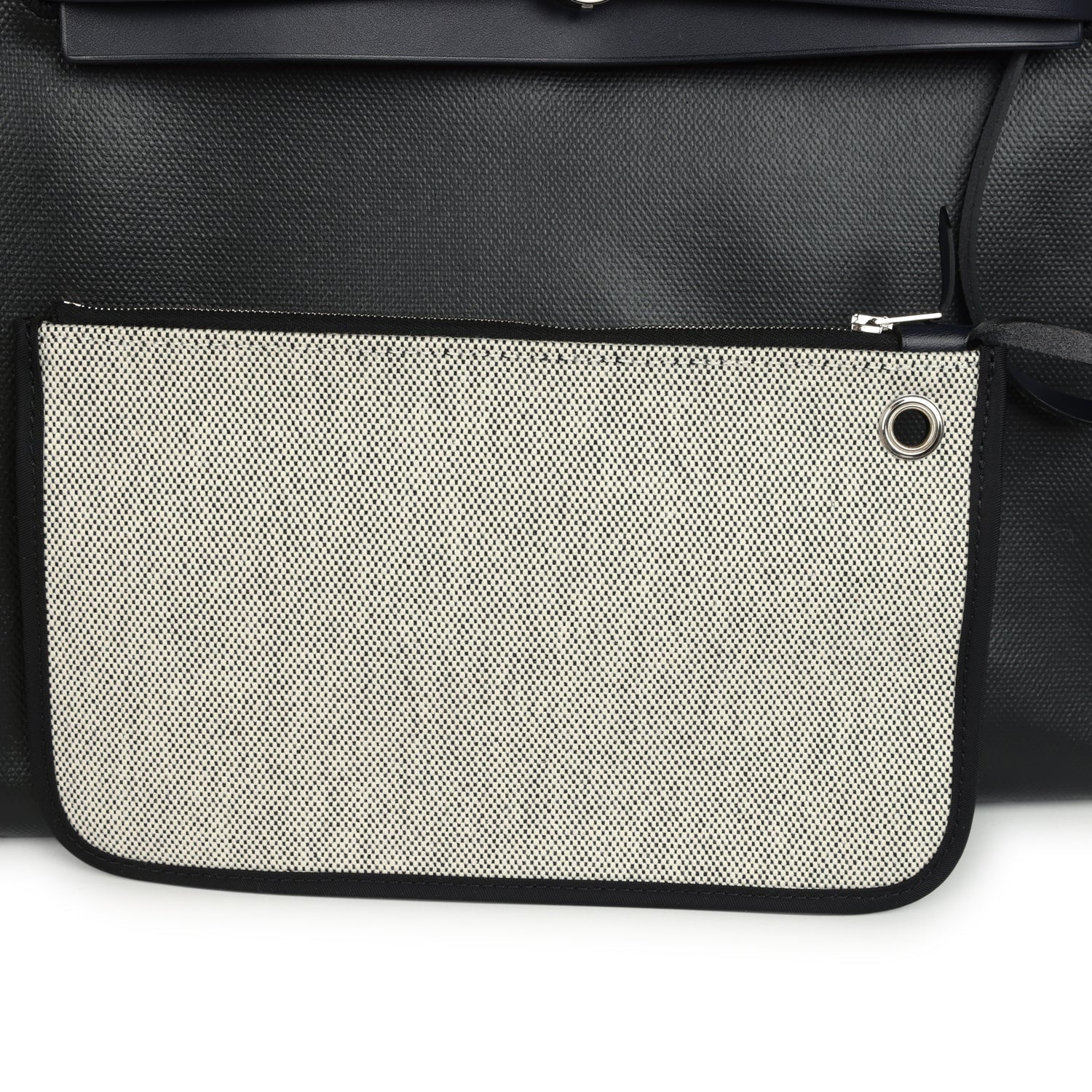 Hermes Herbag Zip PM 31 Black Toile H Berline and Bleu Indigo Hunter Palladium Hardware