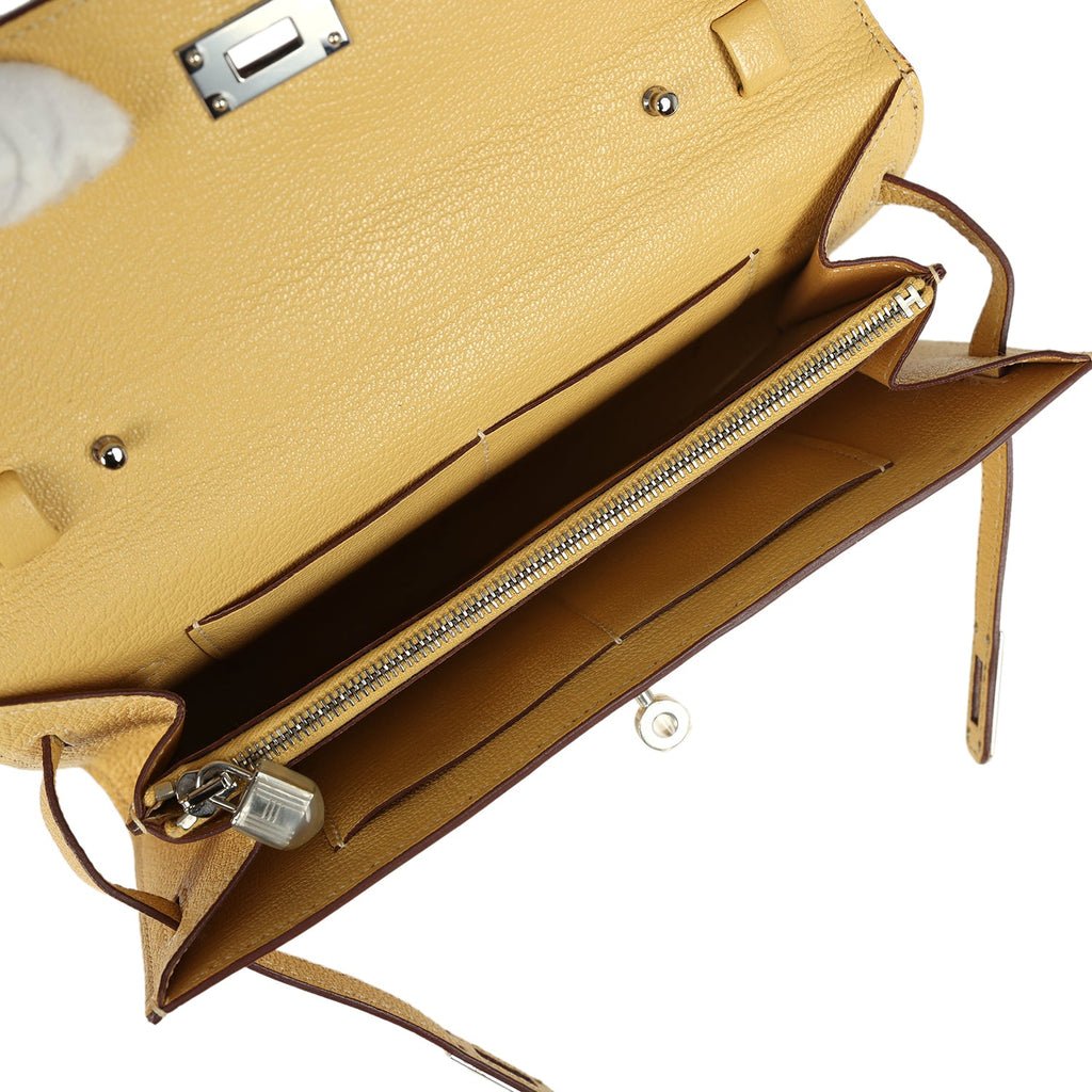 Hermes Kelly To Go Wallet Jaune Foin Chevre Mysore Palladium Hardware