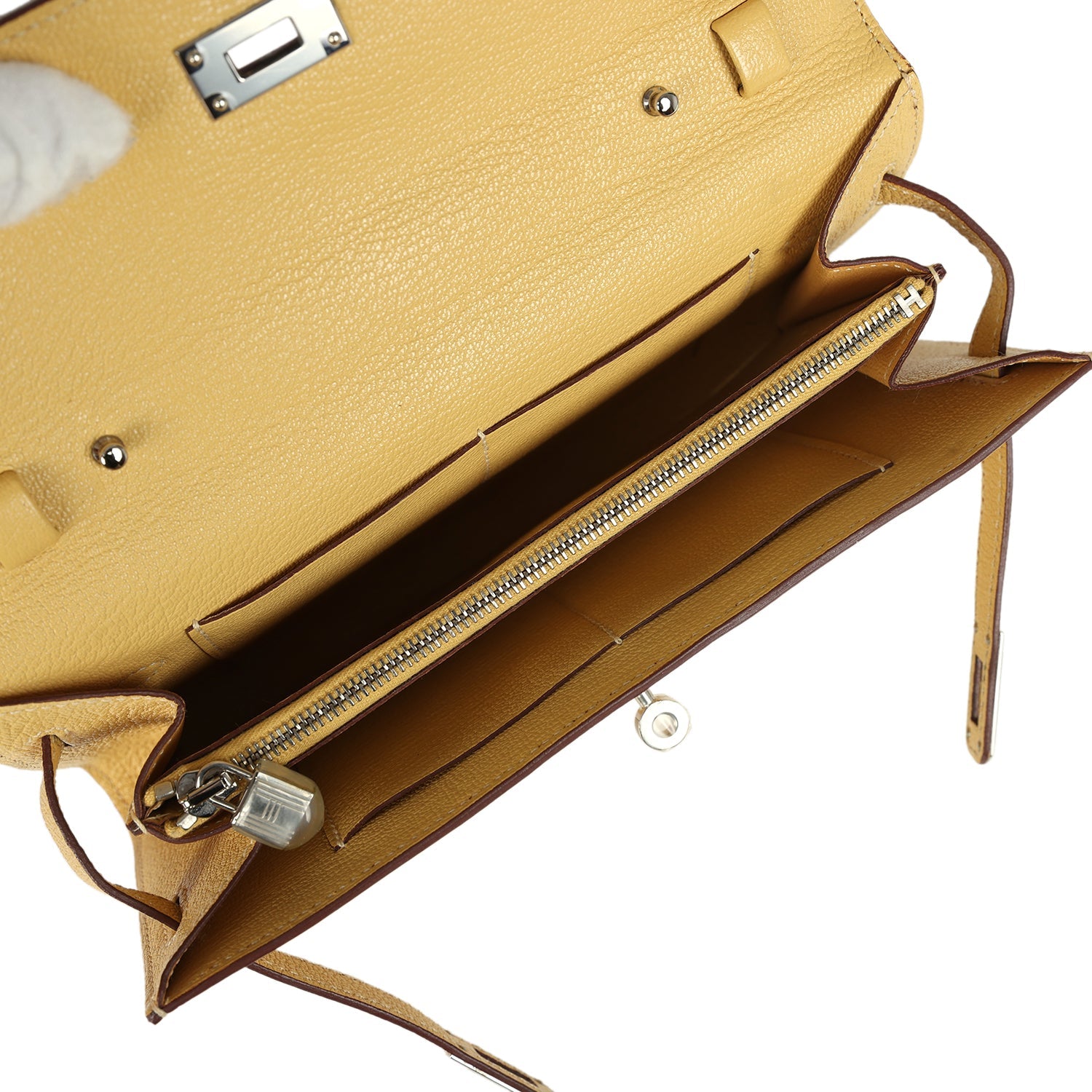 Hermes Kelly To Go Wallet Jaune Foin Chevre Mysore Palladium Hardware