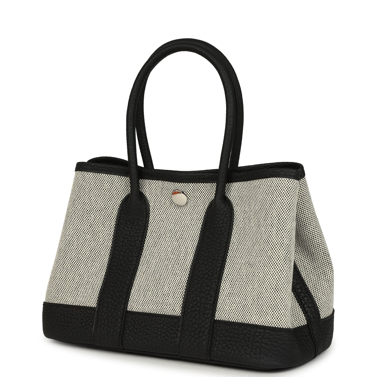 Hermes Garden Party Neo 23 Black-Ecru Toile H Canvas and Black Negonda Palladium Hardware