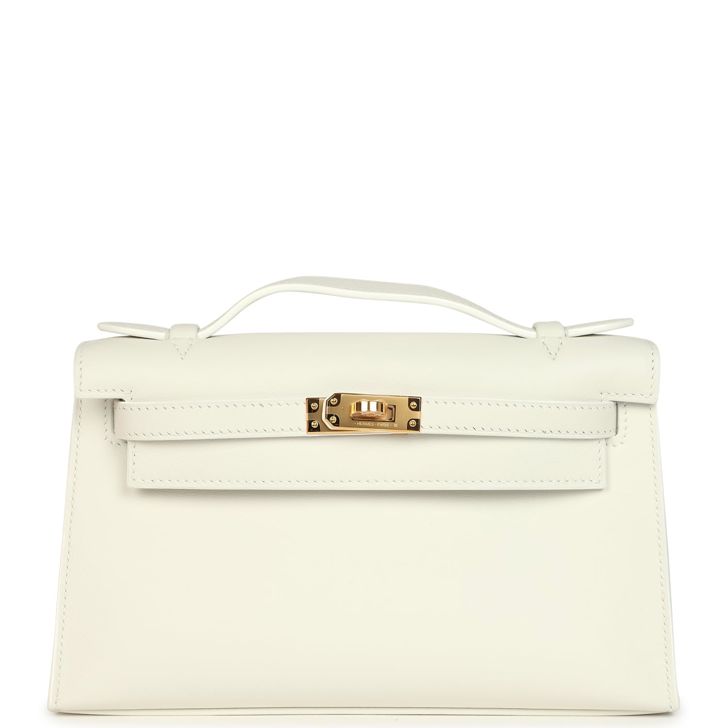 Hermes Kelly Pochette New White Swift Gold Hardware