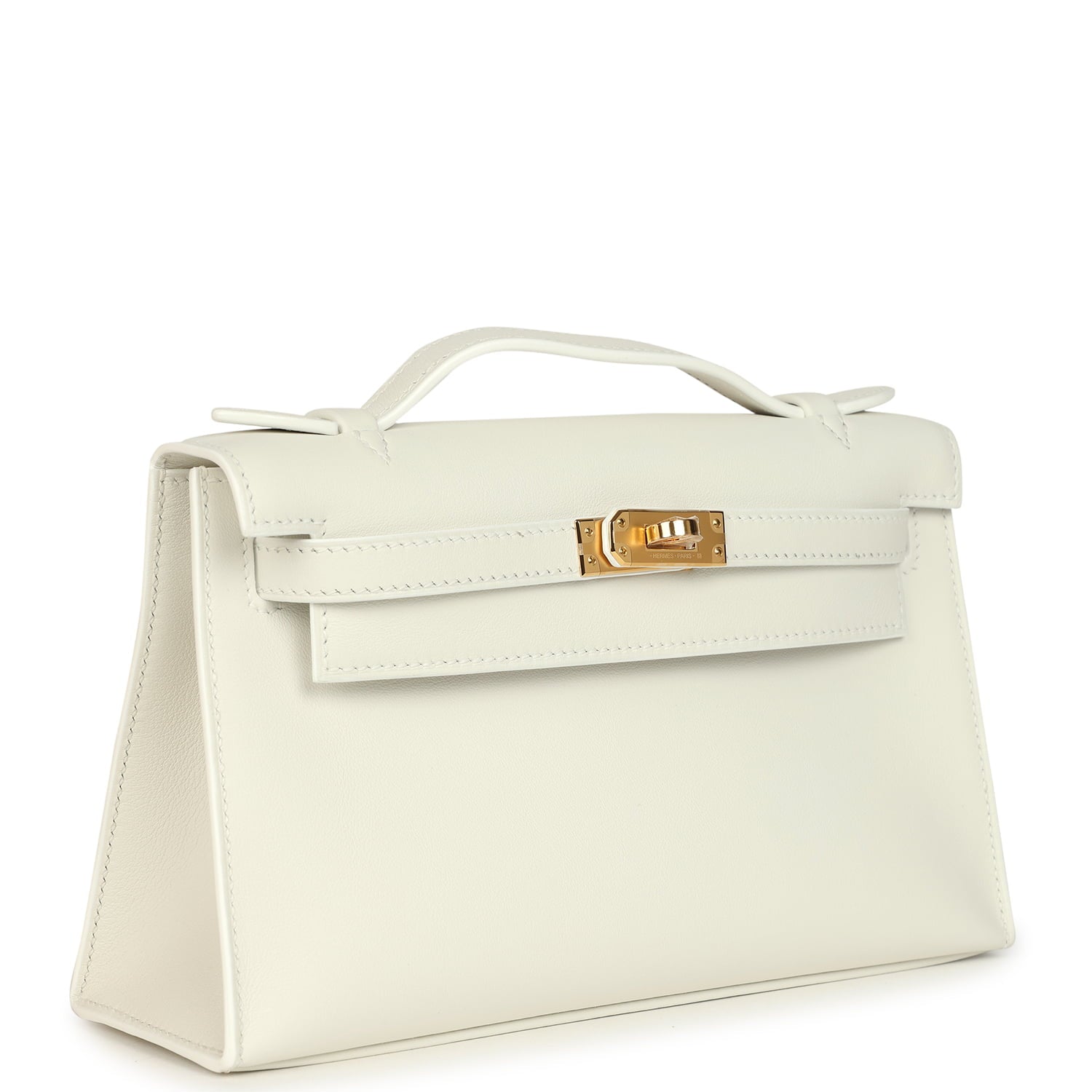 Hermes Kelly Pochette New White Swift Gold Hardware