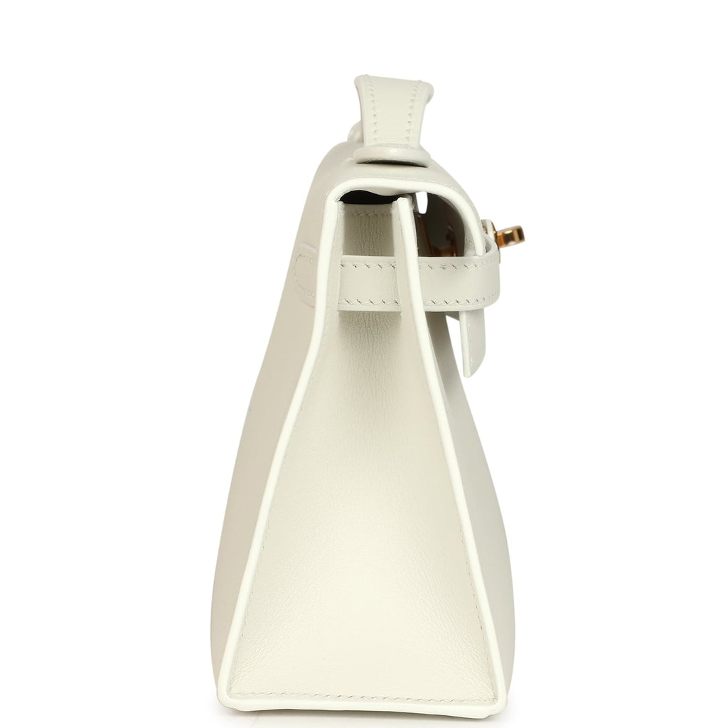Hermes Kelly Pochette New White Swift Gold Hardware