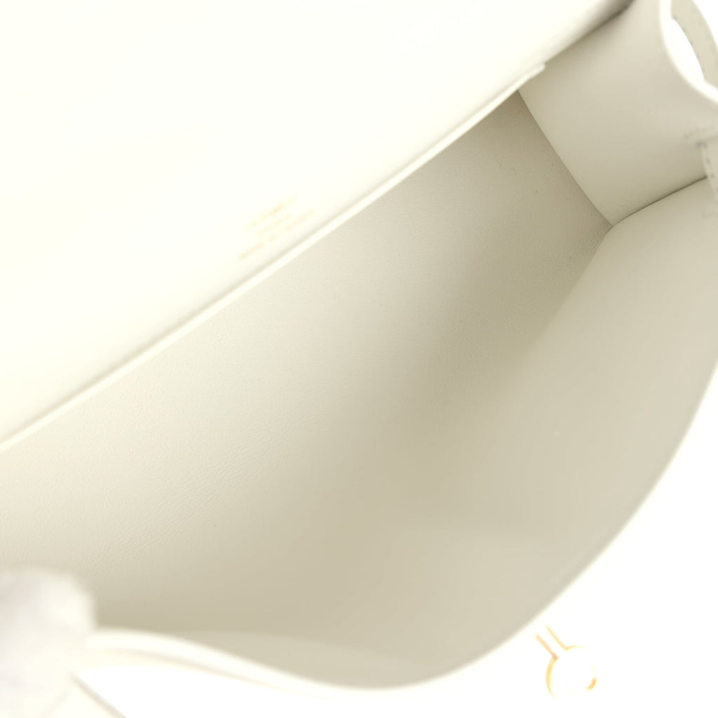 Hermes Kelly Pochette New White Swift Gold Hardware