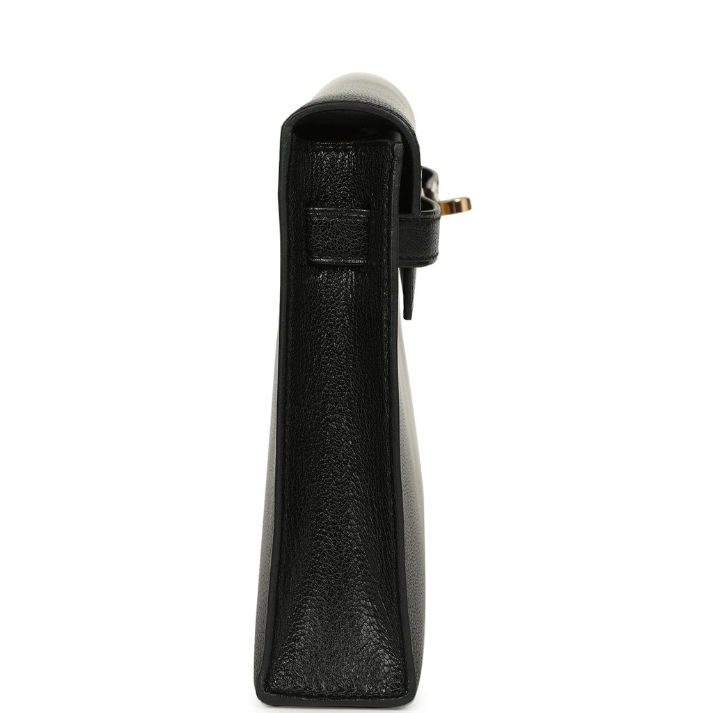 Hermes Kelly Elan Black Chevre Chamkila Permabrass Hardware