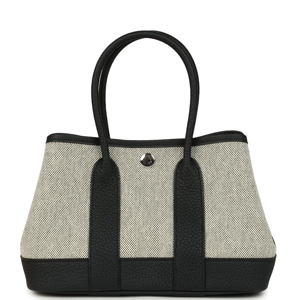 Hermes Garden Party Neo 23 Black-Ecru Toile H Canvas and Black Negonda Palladium Hardware