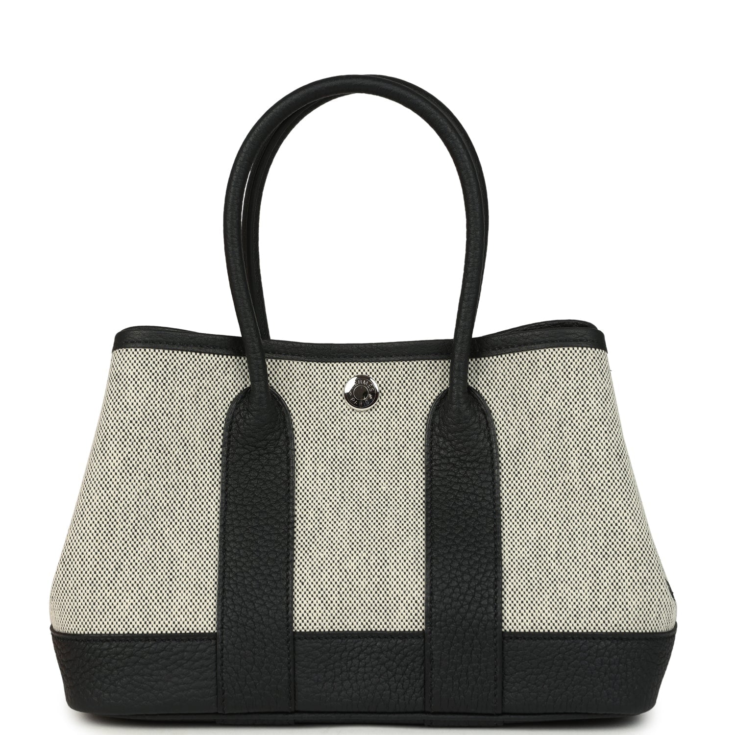 Hermes Garden Party Neo 23 Black-Ecru Toile H Canvas and Black Negonda Palladium Hardware