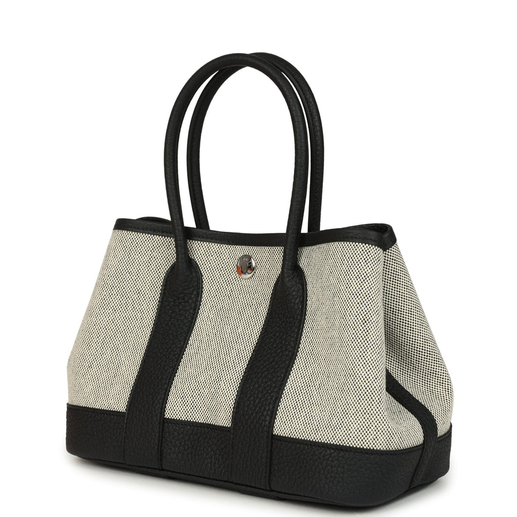 Hermes Garden Party Neo 23 Black-Ecru Toile H Canvas and Black Negonda Palladium Hardware