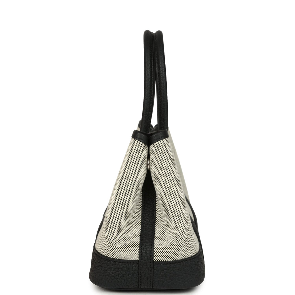 Hermes Garden Party Neo 23 Black-Ecru Toile H Canvas and Black Negonda Palladium Hardware