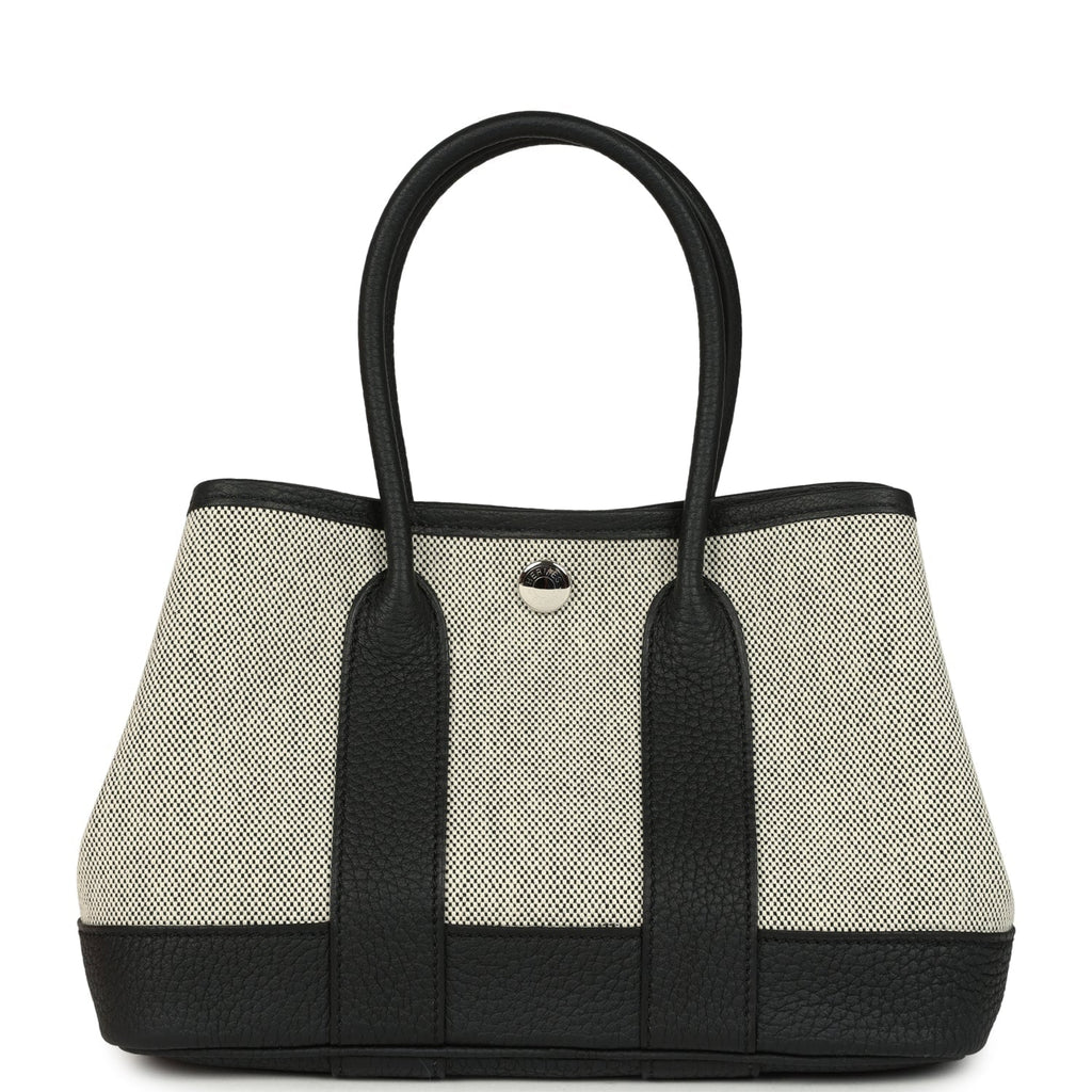 Hermes Garden Party Neo 23 Black-Ecru Toile H Canvas and Black Negonda Palladium Hardware